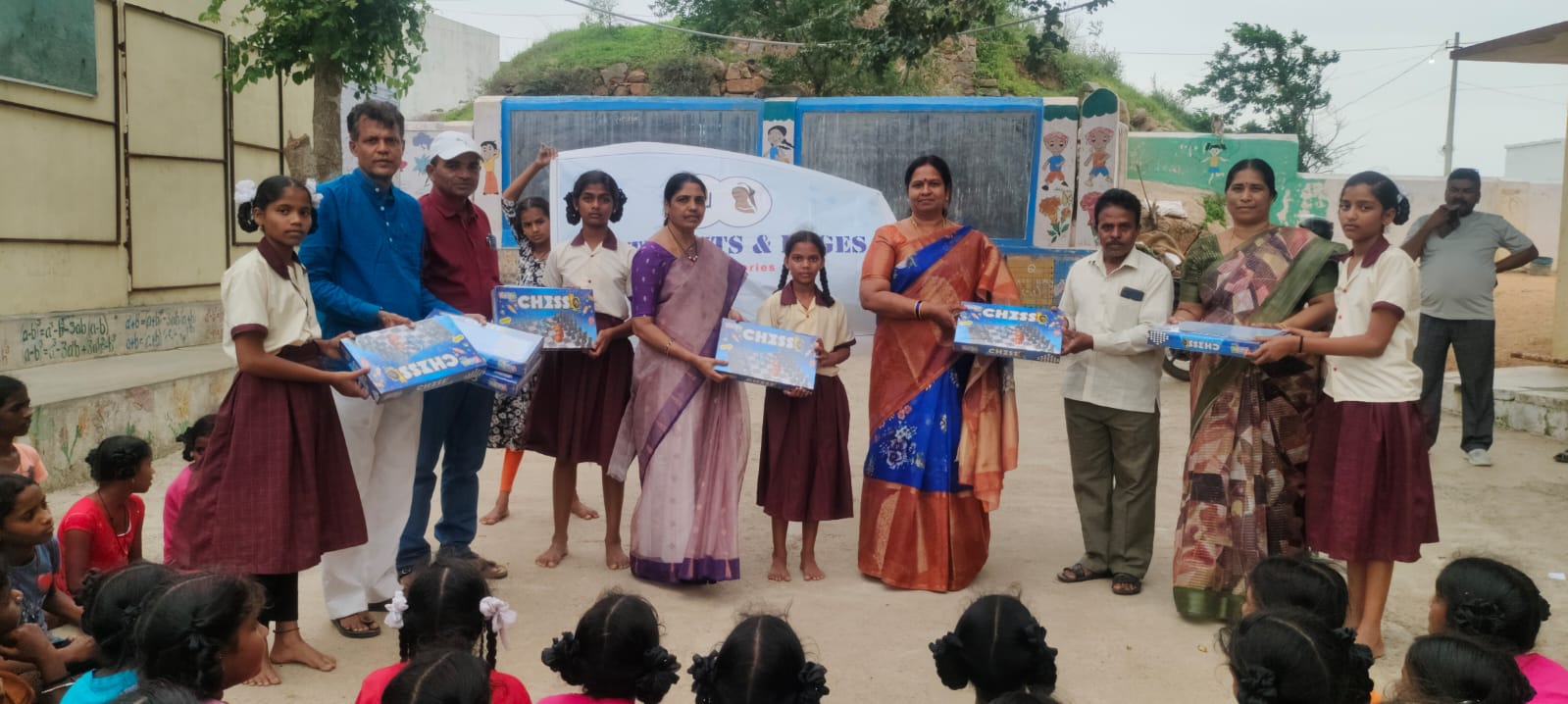 Chess boards donation in Veldanda Mandal, Telangana - Supporting rural chess education (Image 1)